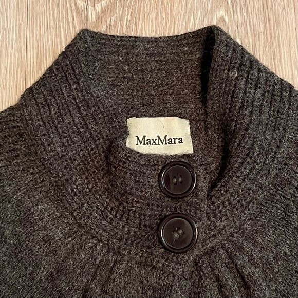Max Mara Wool Vest Y2K Knit Mock Neck Open Sweater Sleeveless Cardigan Gray L - Picture 16 of 16